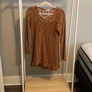 Rust lacy mini dress